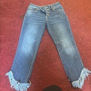 Women's Blue Frayed Hem Jeans